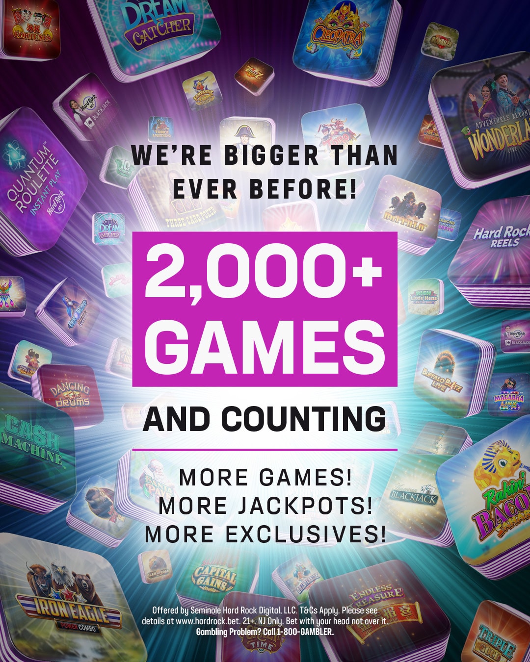 Hard Rock Casino. 2k+ games and counting. More games. More jackpots. More exclusives.