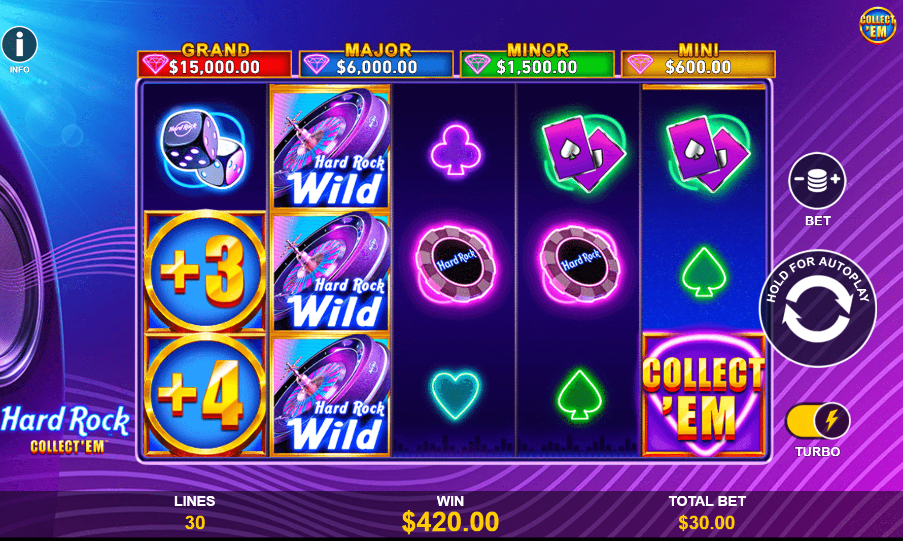 Hard rock casino slot screenshot