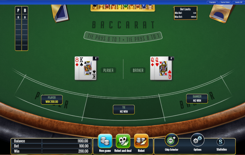 Online baccarat screenshot