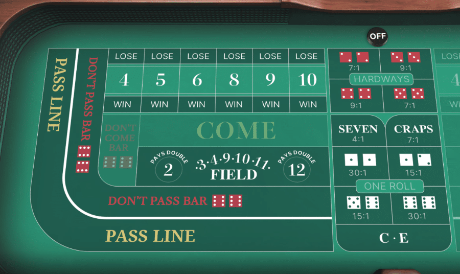 craps table layout.
